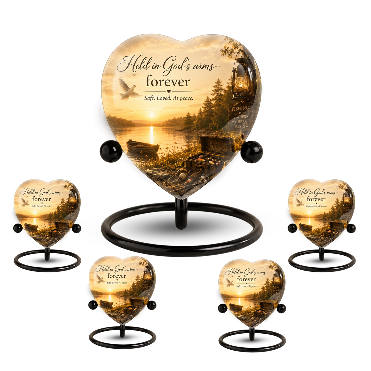 Fishing Adult Urn – Adult Urn for Ashes, Fishing Cremation Urn, Lake Sunset Urn for Adult Ashes