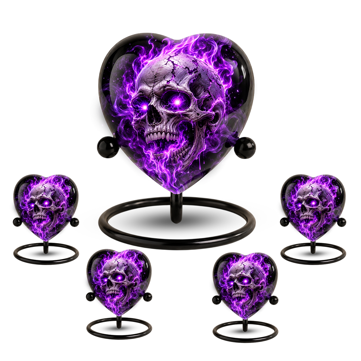 Purple Skull Adult Cremation Urn for Ashes, Gothic Skull Memorial Urn, Personalized Adult Urn, Halloween Horror Heart Shaped Cremation Urn