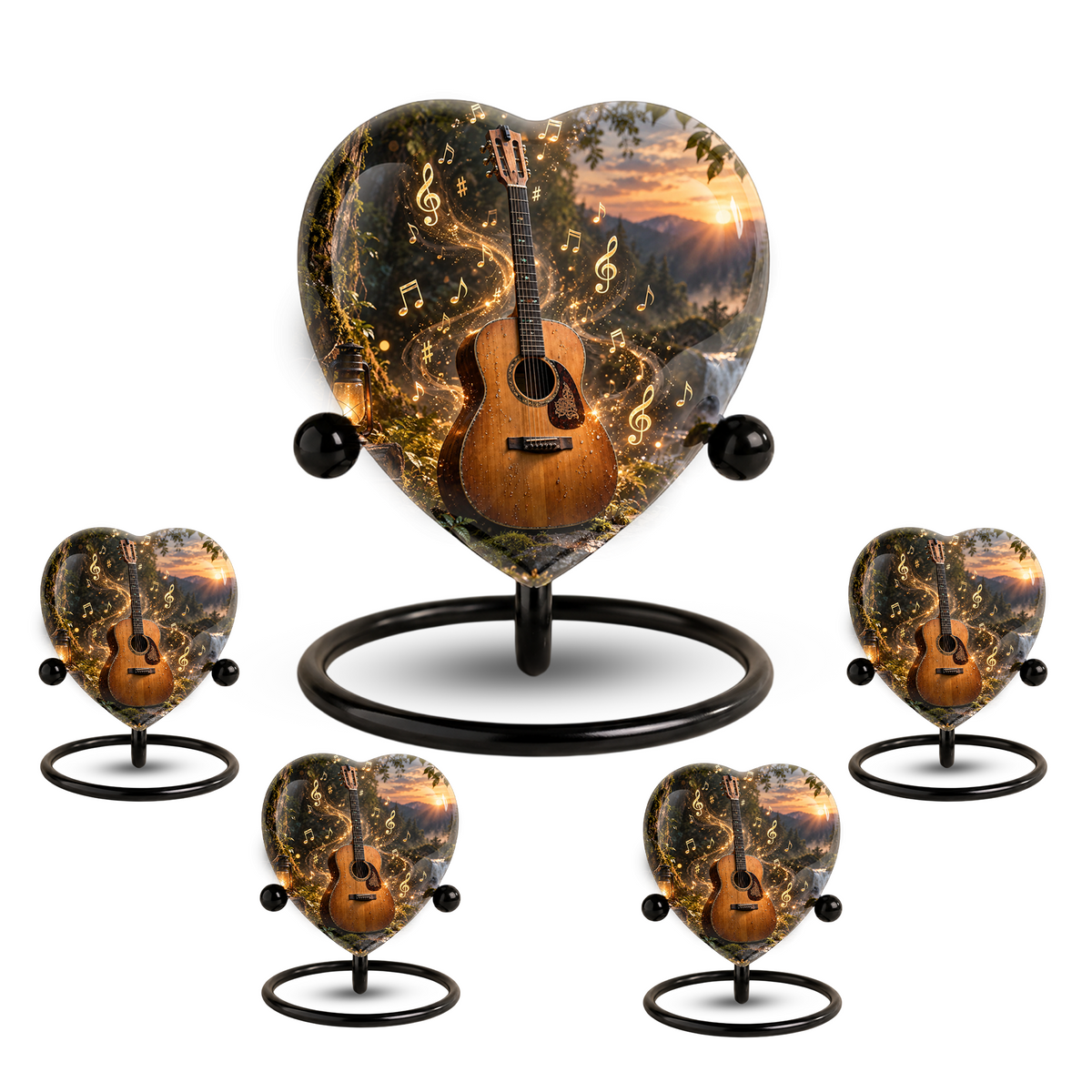 Guitar Cremation Urn for Ashes, Musician Memorial Urn, Heart Shaped Memorial Urn