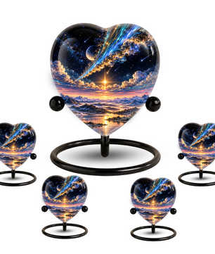 Optimized SEO Title Galaxy Mountain Heart Cremation Urn for Ashes, Personalized Adult Memorial Urn