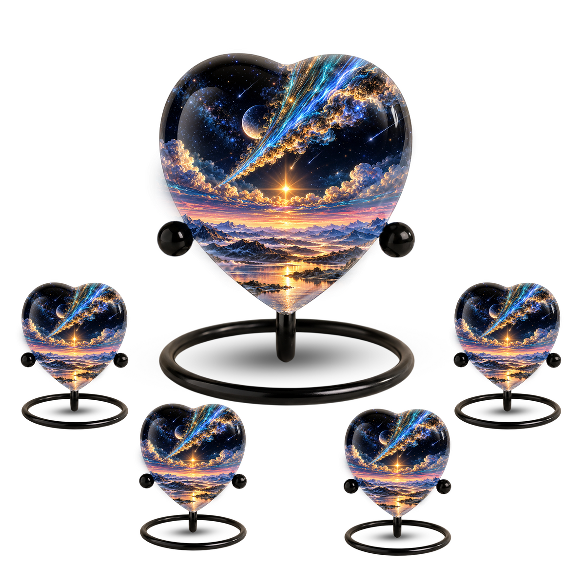 Optimized SEO Title Galaxy Mountain Heart Cremation Urn for Ashes, Personalized Adult Memorial Urn