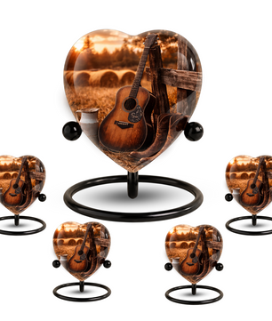 Cowboy Sunset Heart-Shaped Adult Cremation Urn for Dad, Father & Men – Rustic Memorial Urn