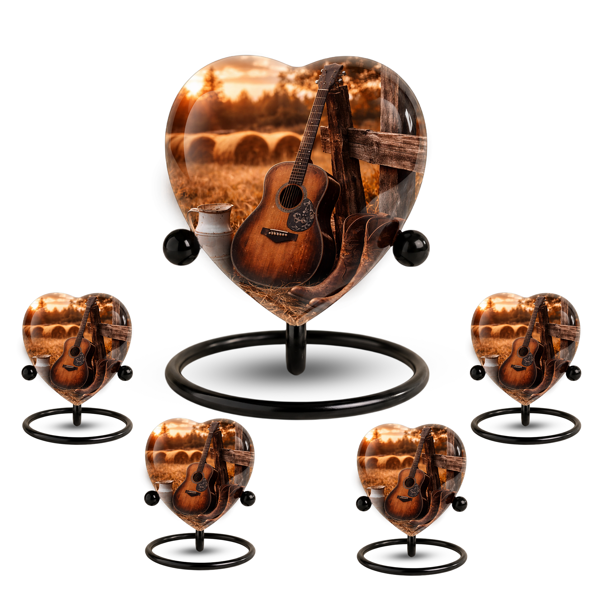 Cowboy Sunset Heart-Shaped Adult Cremation Urn for Dad, Father & Men – Rustic Memorial Urn