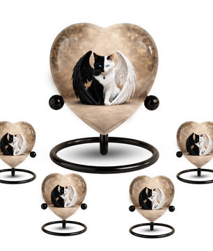 Adult Urn for Ashes – Heart Shaped Adult Cremation Urn with Angel Cat Wings