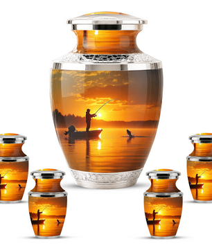 Gone Fishing Memorial Urn for Dad, Personalized Hunting Themed Urn for Human Ashes