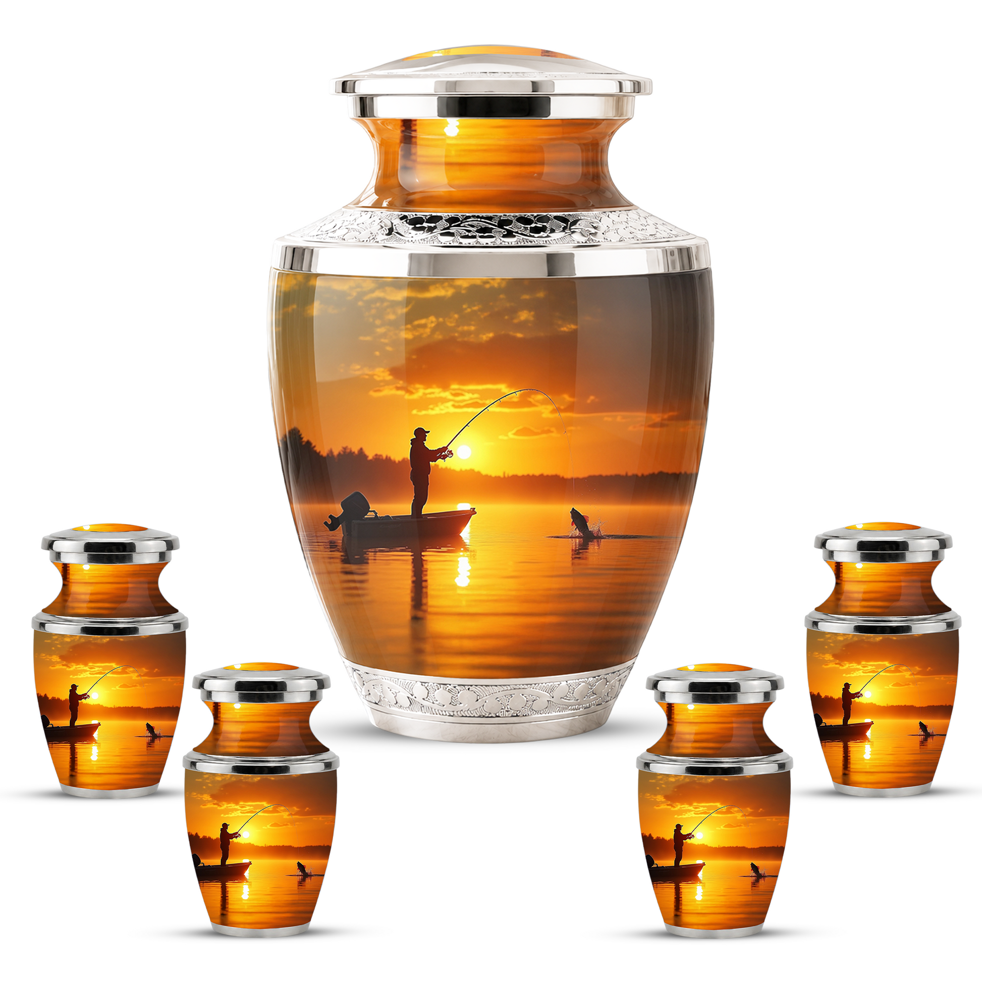 Gone Fishing Memorial Urn for Dad, Personalized Hunting Themed Urn for Human Ashes