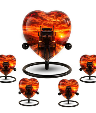 Personalized Trucker Cremation Urn for Ashes | Adult Memorial Urn for Truck Driver