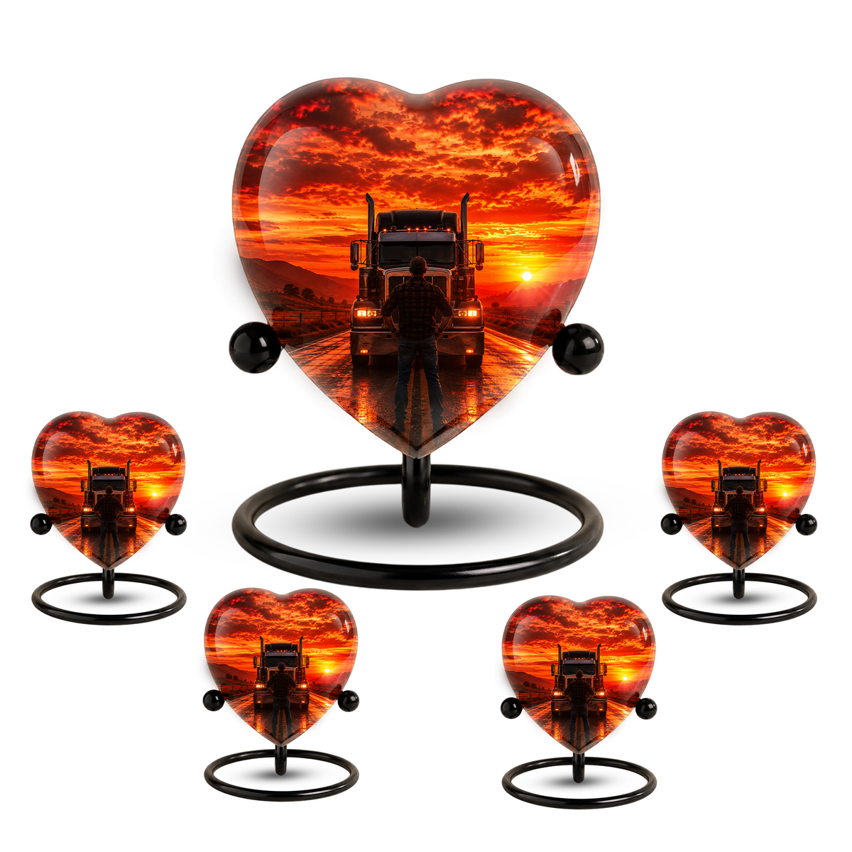 Personalized Trucker Cremation Urn for Ashes | Adult Memorial Urn for Truck Driver