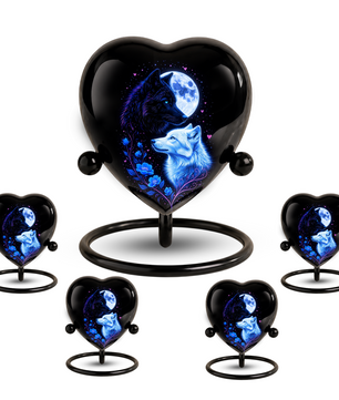 Wolf & Moon Heart Adult Urn – Adult Urn, Urns for Adult Ashes,Adult Cremation Urns