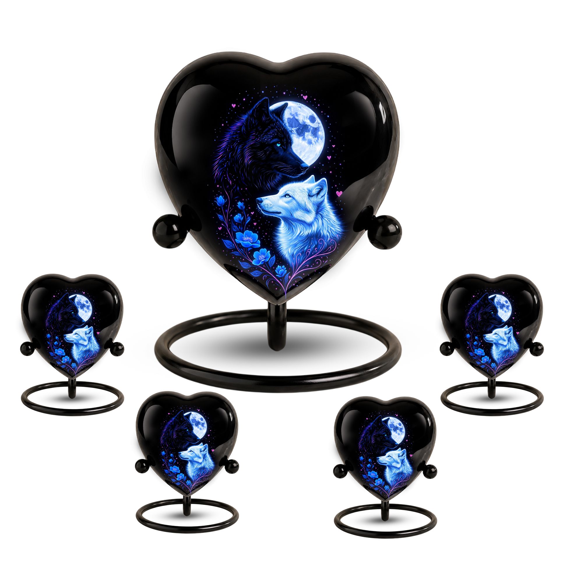 Wolf & Moon Heart Adult Urn – Adult Urn, Urns for Adult Ashes,Adult Cremation Urns