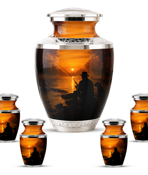 Personalized Fishing Cremation Urn for Male, Fishing Memorial Urn for Father