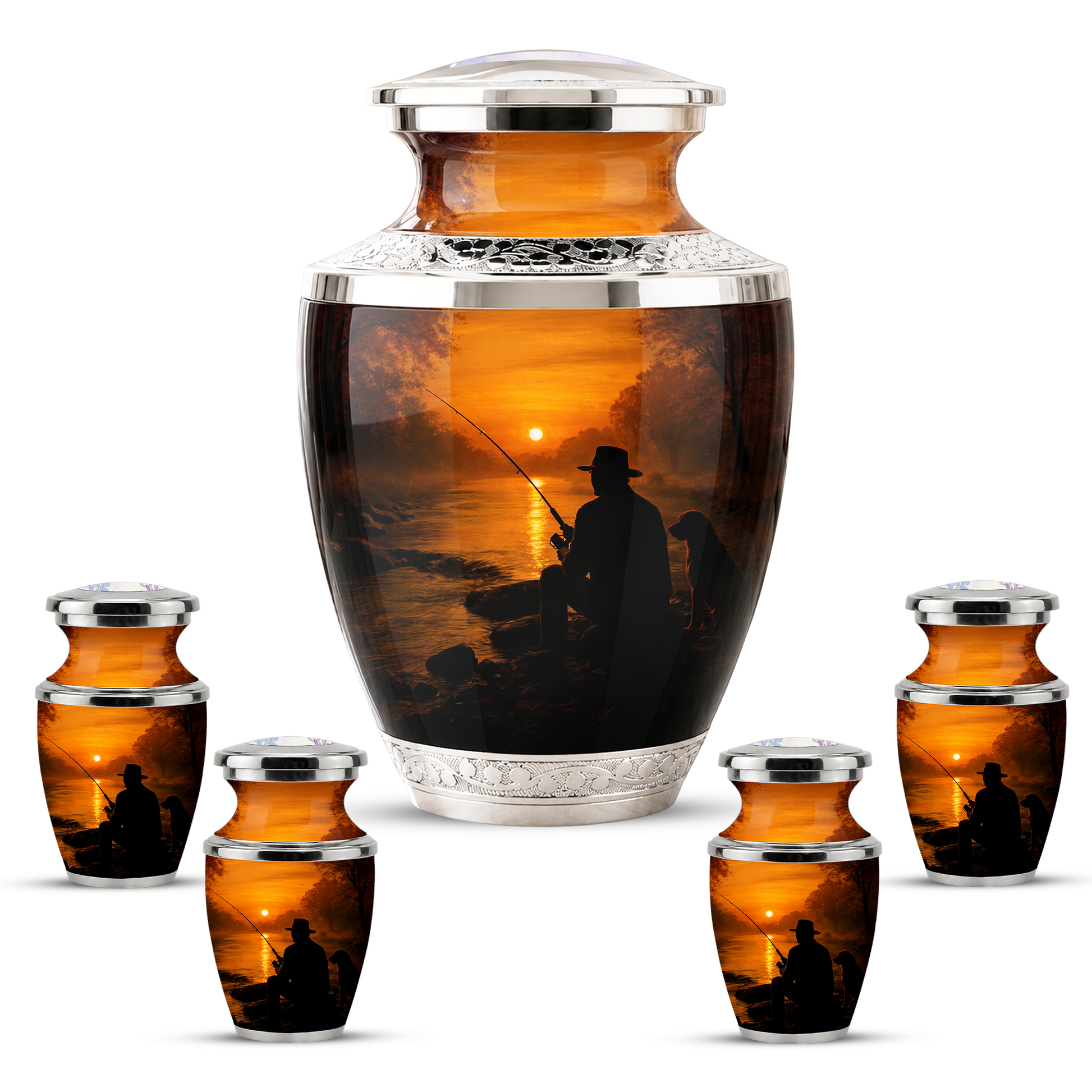 Personalized Fishing Cremation Urn for Male, Fishing Memorial Urn for Father