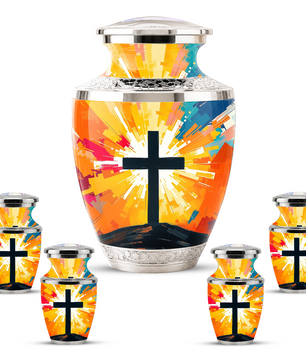 Religious Cross Cremation Urn for Men & Women, Personalized Christian Memorial Urn