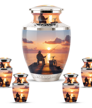 Gone Fishing Cremation Urn for Dad, Personalized Fisherman Funeral Urn for Male