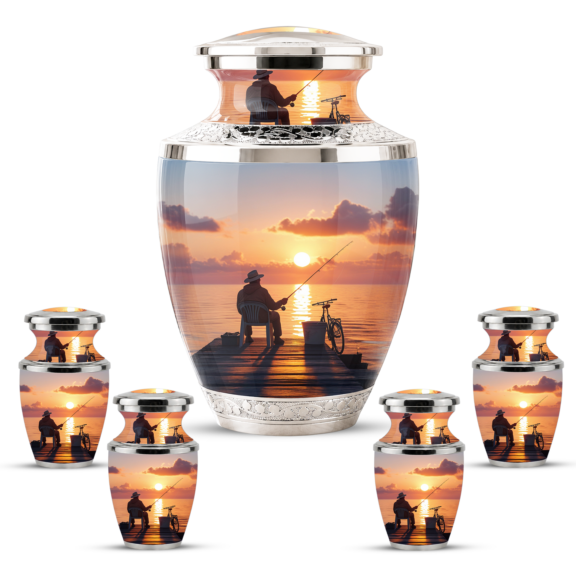 Gone Fishing Cremation Urn for Dad, Personalized Fisherman Funeral Urn for Male