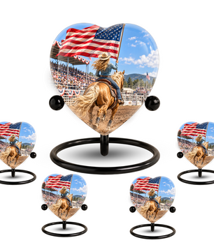 American Flag Cowboy Memorial Wind Chime – Heart-Shaped Rodeo Horse Memorial Decoration