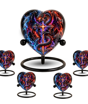 Dragon Cremation Urn for Ashes, Fantasy Dragon Memorial Urn, Cross Urn for Men, Personalized Adult Cremation Urn, Gothic Dragon Urn