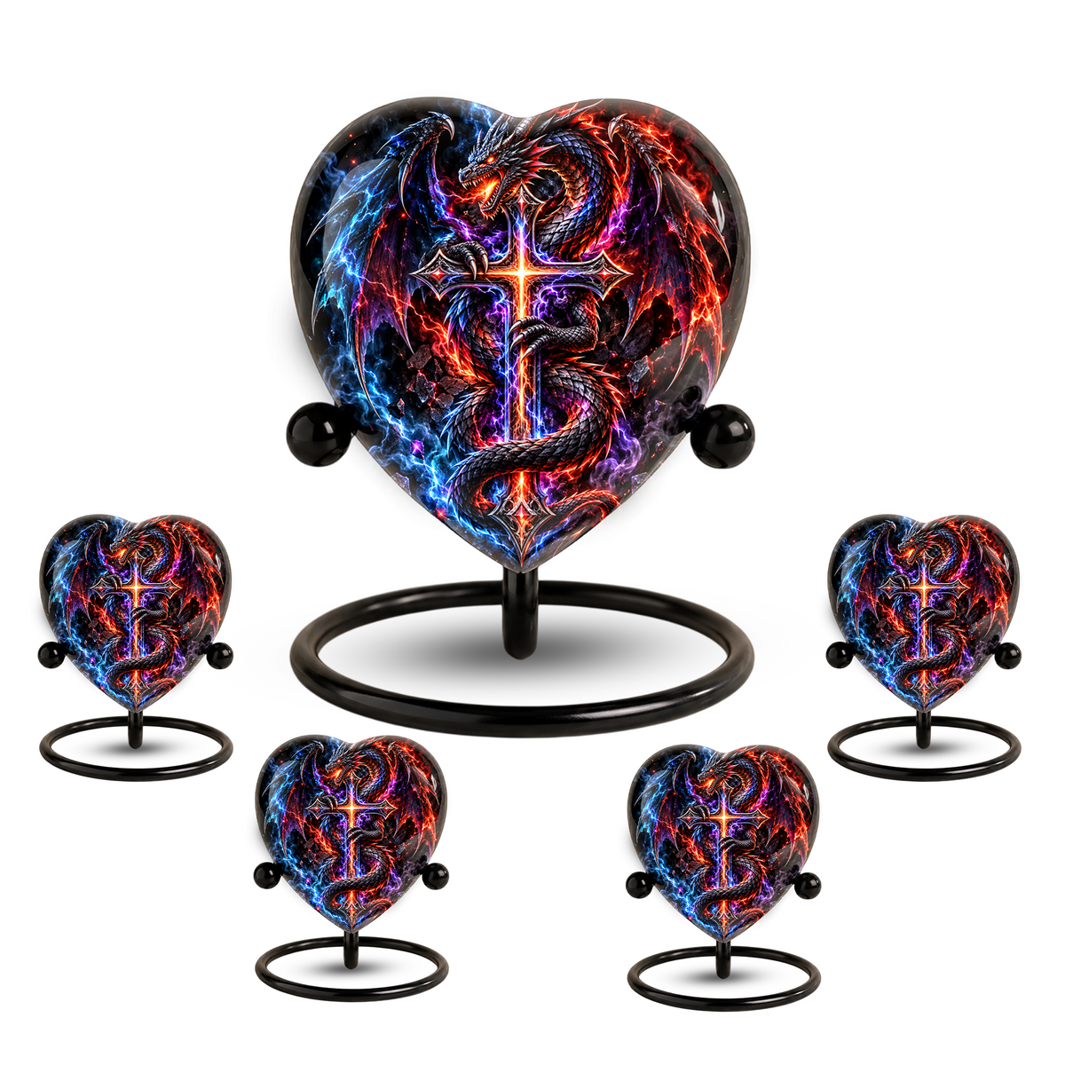 Dragon Cremation Urn for Ashes, Fantasy Dragon Memorial Urn, Cross Urn for Men, Personalized Adult Cremation Urn, Gothic Dragon Urn