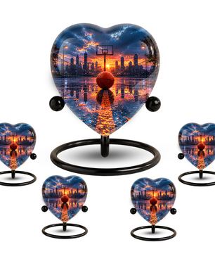 Basketball Sunset Adult Urn – Sports-Themed Adult Cremation Urn for Ashes