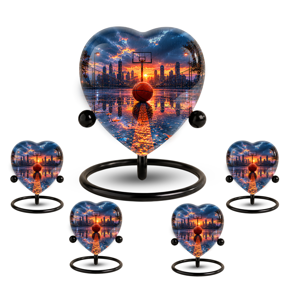 Basketball Sunset Adult Urn – Sports-Themed Adult Cremation Urn for Ashes