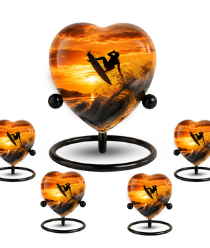 Personalized Urn for Dad, Adult Male Cremation Urn for Ashes, Surfing Memorial Urn for Father & Son