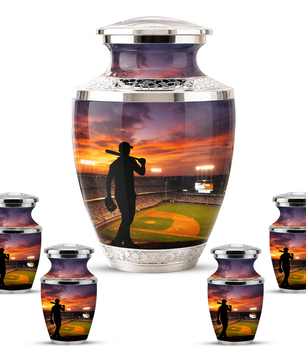 Baseball Player Cremation Urn for Dad, Personalized Baseball Memorial Urn for Son