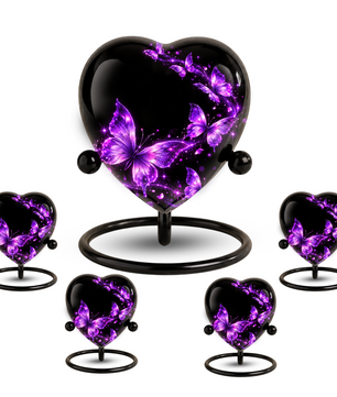Purple Butterfly Adult Cremation Urn for Ashes, Personalized Butterfly Memorial Urn, Purple Heart Urn, Butterfly Cremation Urn, Adult Urn