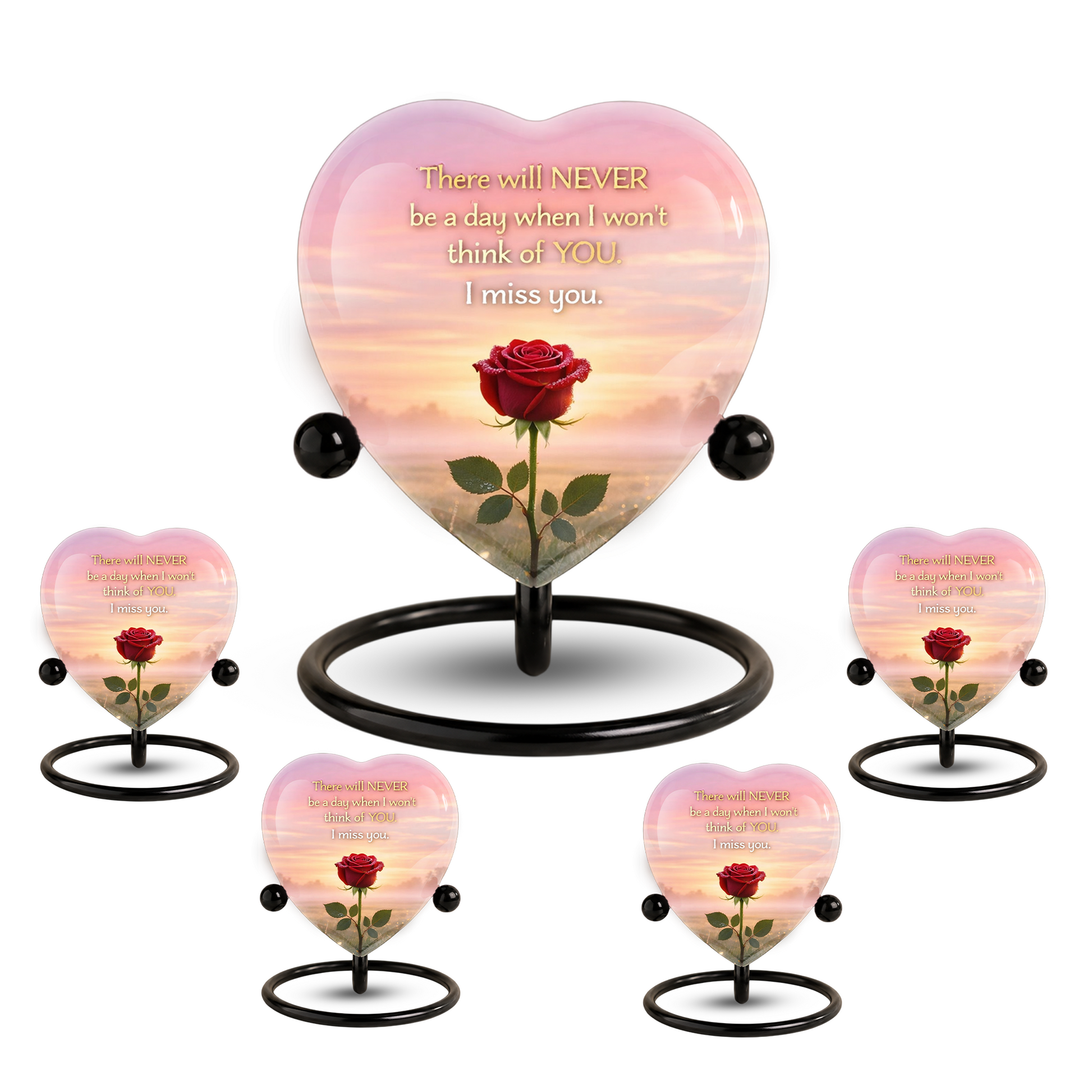 Rose Flower Heart Cremation Urn for Human Ashes – Memorial Keepsake Urn