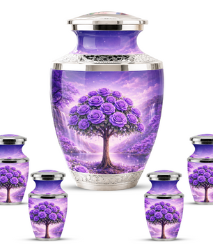 Purple Rose Cremation Urn for Mom, Lavender Rose Memorial Urn, Mother Keepsake for Ashes