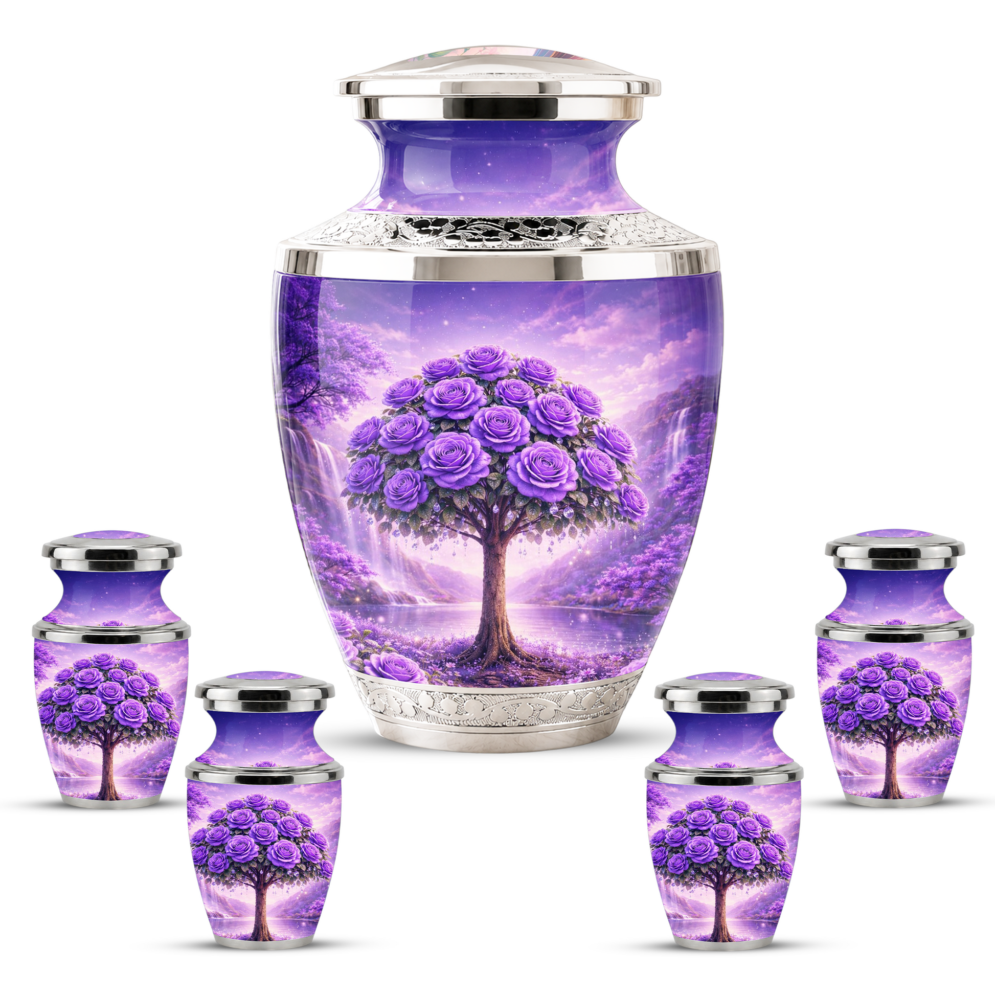 Purple Rose Cremation Urn for Mom, Lavender Rose Memorial Urn, Mother Keepsake for Ashes