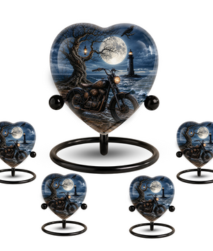 Bike and Lighthouse Cremation Urn for Dad – Personalized Adult Male Urn for Ashes