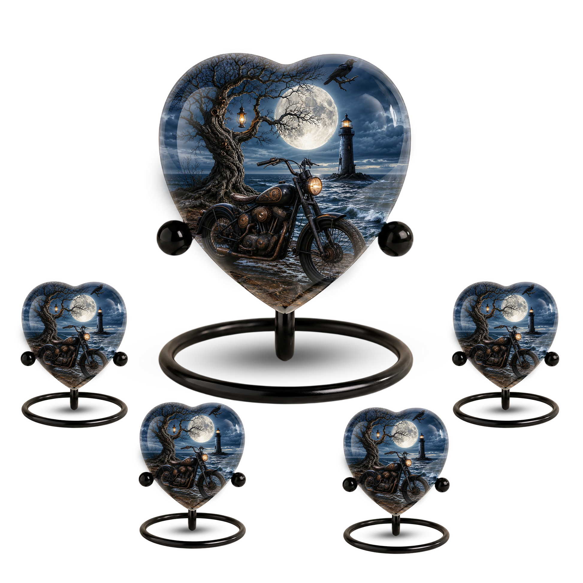 Bike and Lighthouse Cremation Urn for Dad – Personalized Adult Male Urn for Ashes