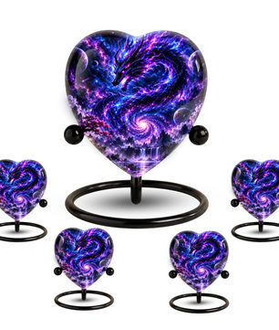 Dragon Adult Cremation Urn for Ashes, Fantasy Dragon Memorial Urn, Personalized Heart Shaped Adult Urn, Dragon Cremation Urn