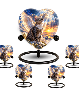 Angel Cat Cremation Urn for Ashes, Cat Memorial Urn, Personalized Cat Urn, Pet Cremation Urn