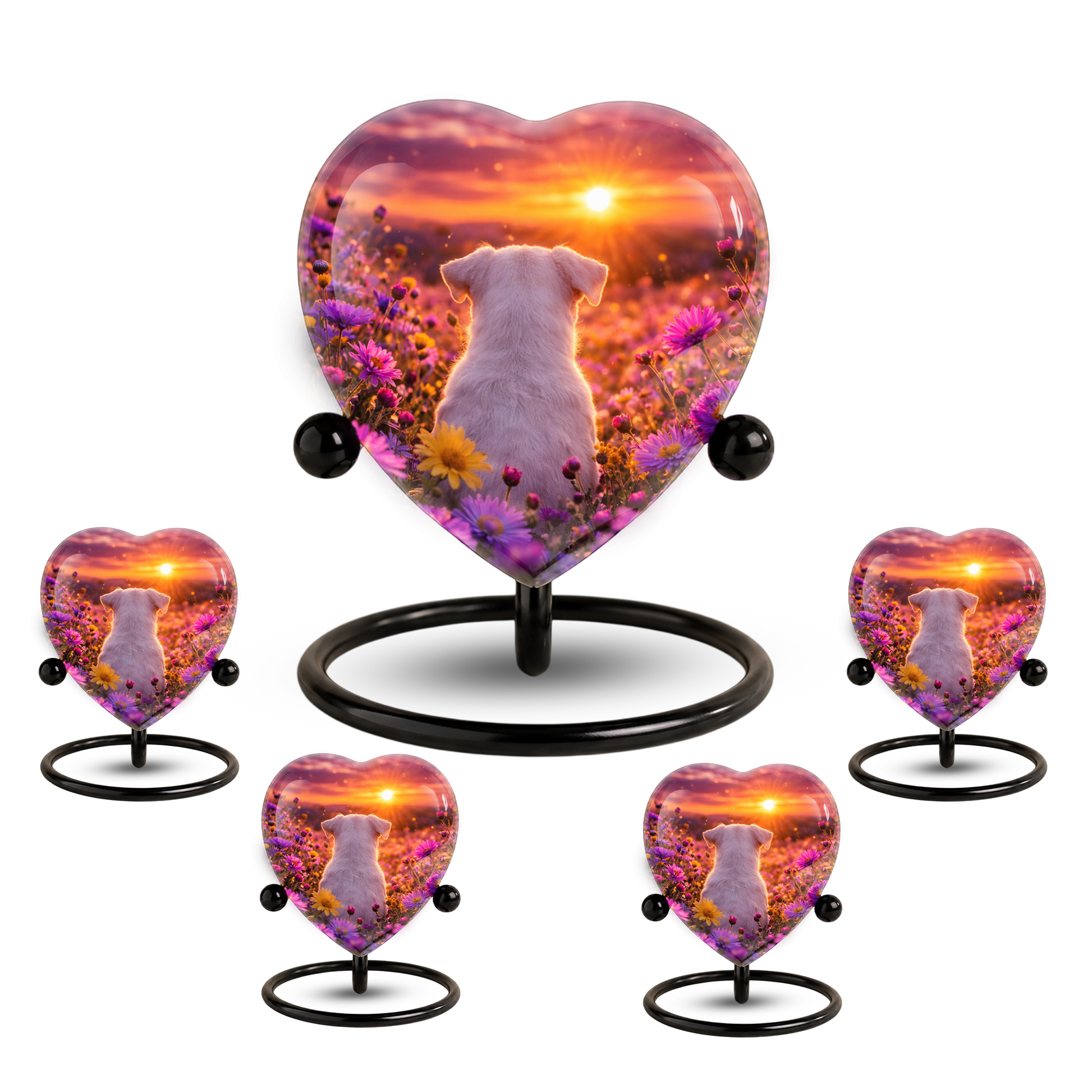 Sunset Rainbow Bridge Dog Adult Urn for Human Ashes – Heart-Shaped Memorial Adult Cremation Urn