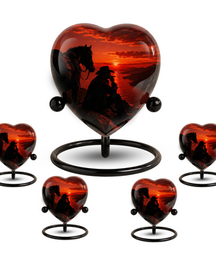 Cowboy Sunset Urn for Dad, Personalized Western Cremation Urn for Adult Male Ashes
