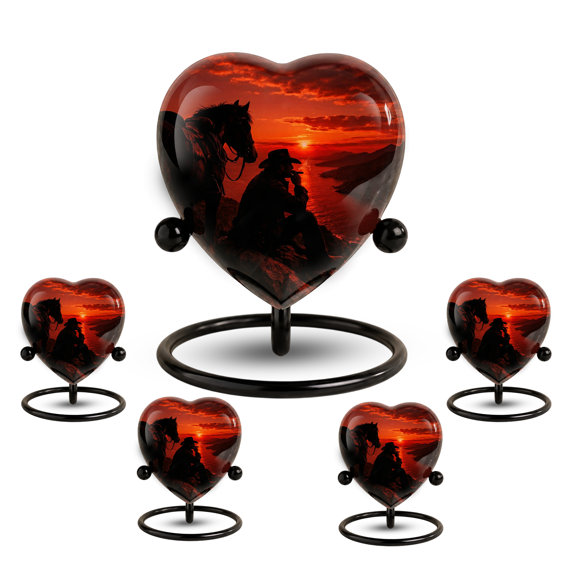 Cowboy Sunset Urn for Dad, Personalized Western Cremation Urn for Adult Male Ashes