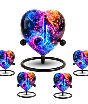Heart Shaped Music Note Urn for Ashes, Colorful Musical Memorial Urn, Personalized Music Lover Cremation Urn