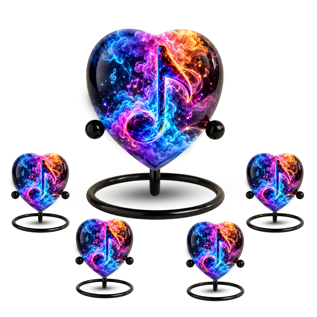 Heart Shaped Music Note Urn for Ashes, Colorful Musical Memorial Urn, Personalized Music Lover Cremation Urn