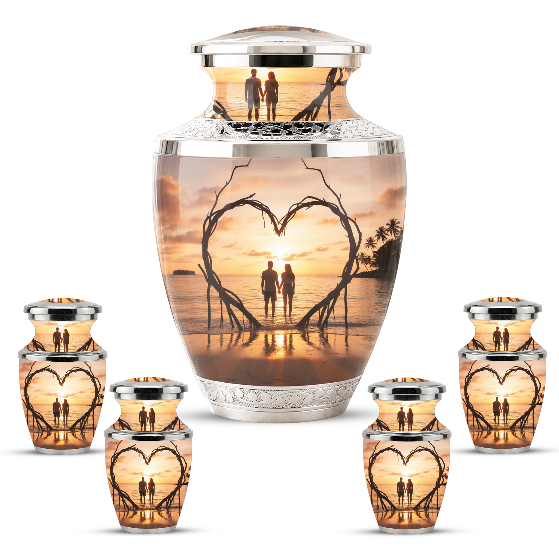 Companion Beach Sunset Memorial Urn for Ashes, Cremation Urn For Couple