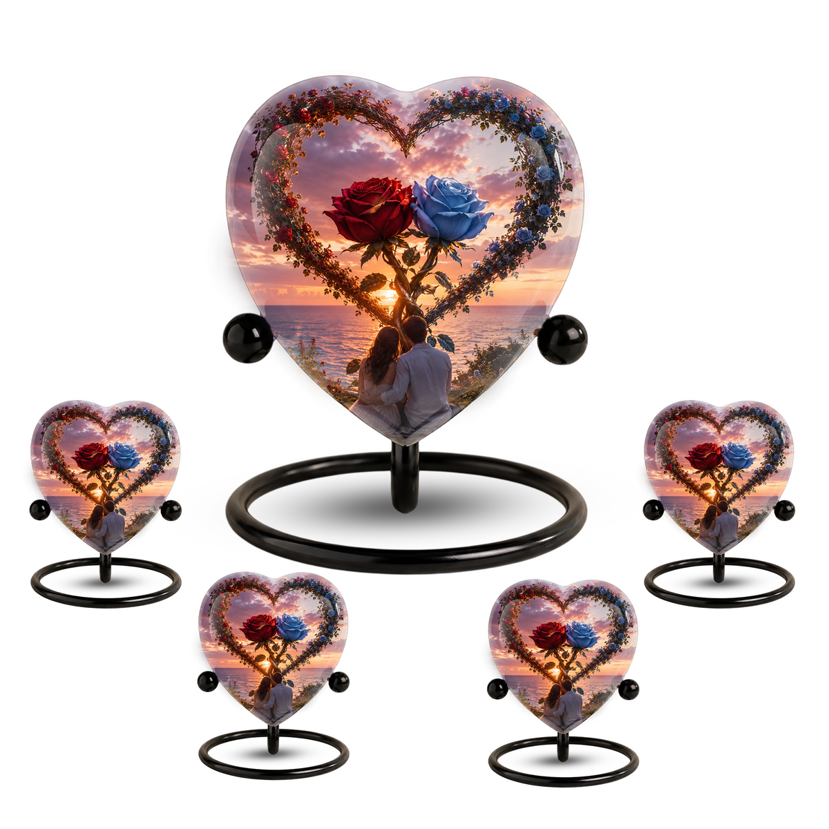 Heart Shaped Adult Cremation Urn for Ashes – Beautiful Rose Memorial Urn for Loved Ones