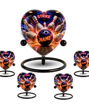 Bowling Urn – Personalized Bowling Cremation Urn for Ashes Heart-Shaped Adult Cremation Urn for Bowlers