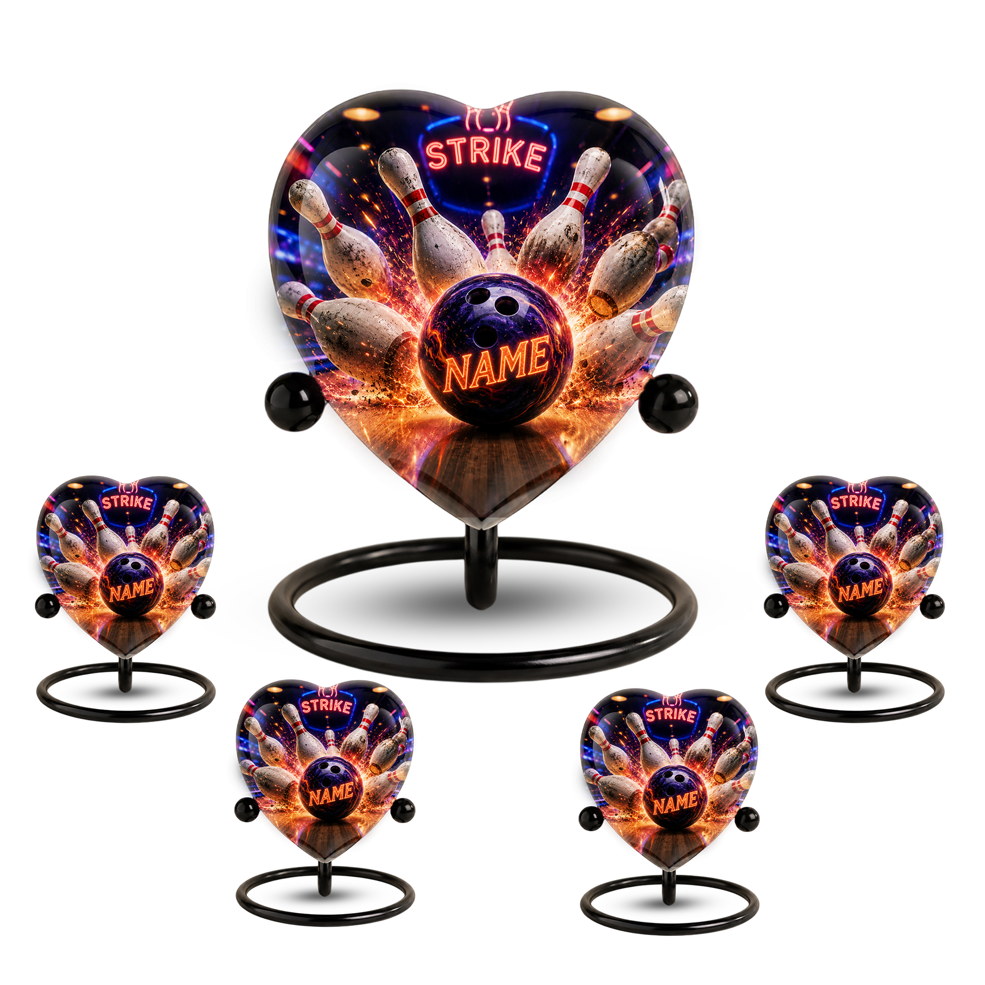 Bowling Urn – Personalized Bowling Cremation Urn for Ashes Heart-Shaped Adult Cremation Urn for Bowlers