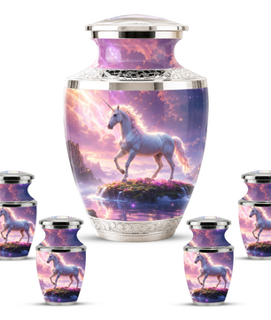 Unicorn Cremation Urn for Female, Personalized Memorial Urn for Women