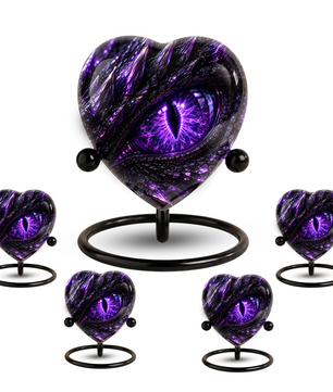 Purple Dragon Eye Adult Cremation Urn for Ashes, Fantasy Dragon Memorial Urn, Personalized Heart Shaped Adult Urn, Dragon Eye Urn