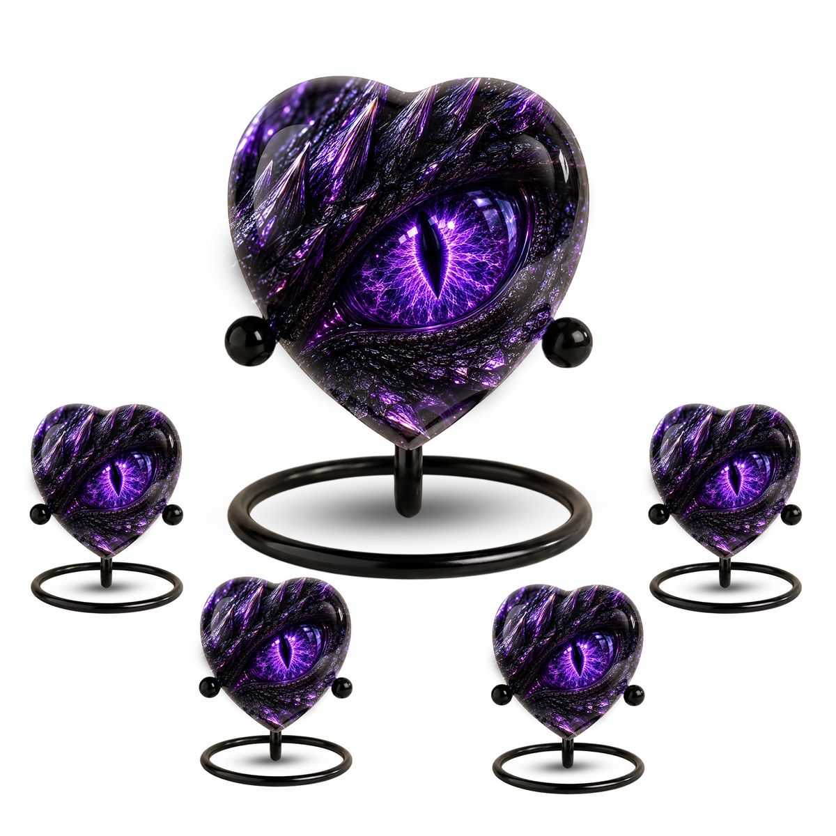 Purple Dragon Eye Adult Cremation Urn for Ashes, Fantasy Dragon Memorial Urn, Personalized Heart Shaped Adult Urn, Dragon Eye Urn