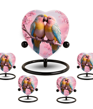 Beautiful Urn for Mother’s Ashes – Heart-Shaped Parrot Cremation Memorial Keepsake for Mom and Loved Ones