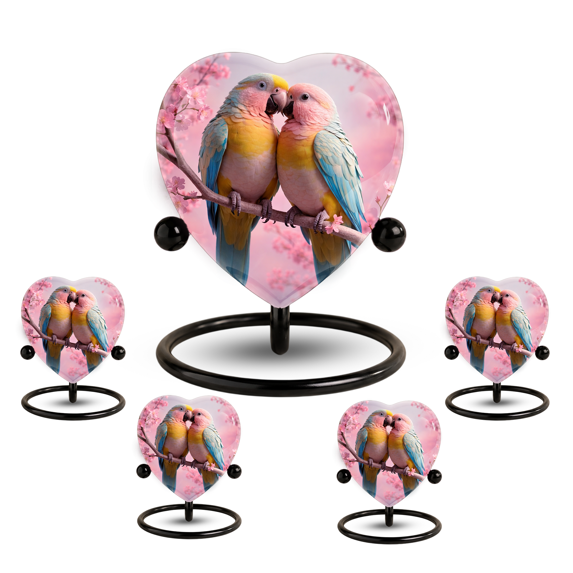 Beautiful Urn for Mother’s Ashes – Heart-Shaped Parrot Cremation Memorial Keepsake for Mom and Loved Ones