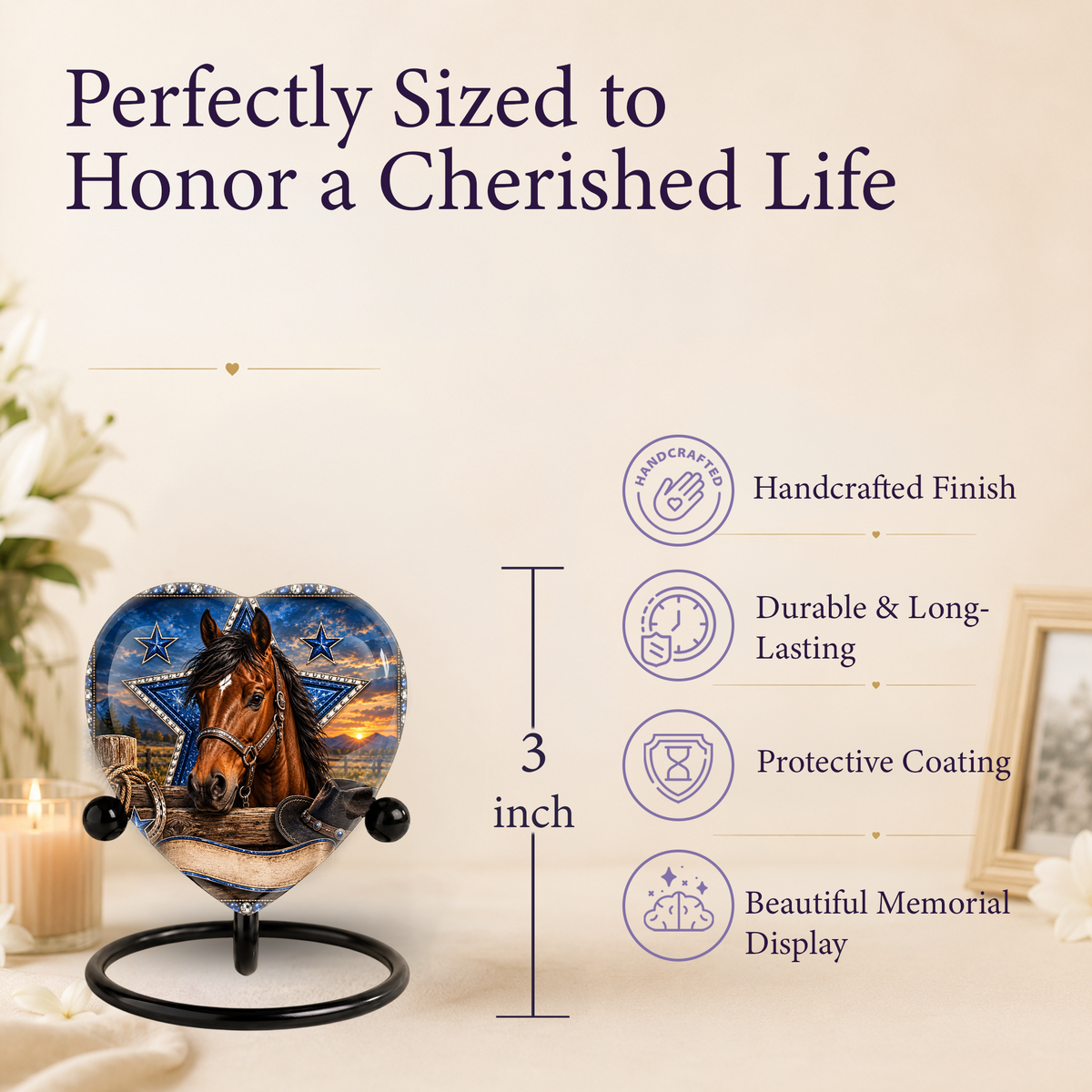 Horse Memorial Wind Chime – Heart-Shaped Western Horse Remembrance Garden Decoration