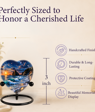 Ocean Wave Heart Cremation Urn for Ashes, Personalized Adult Memorial Urn, Beach Urn for Loved One